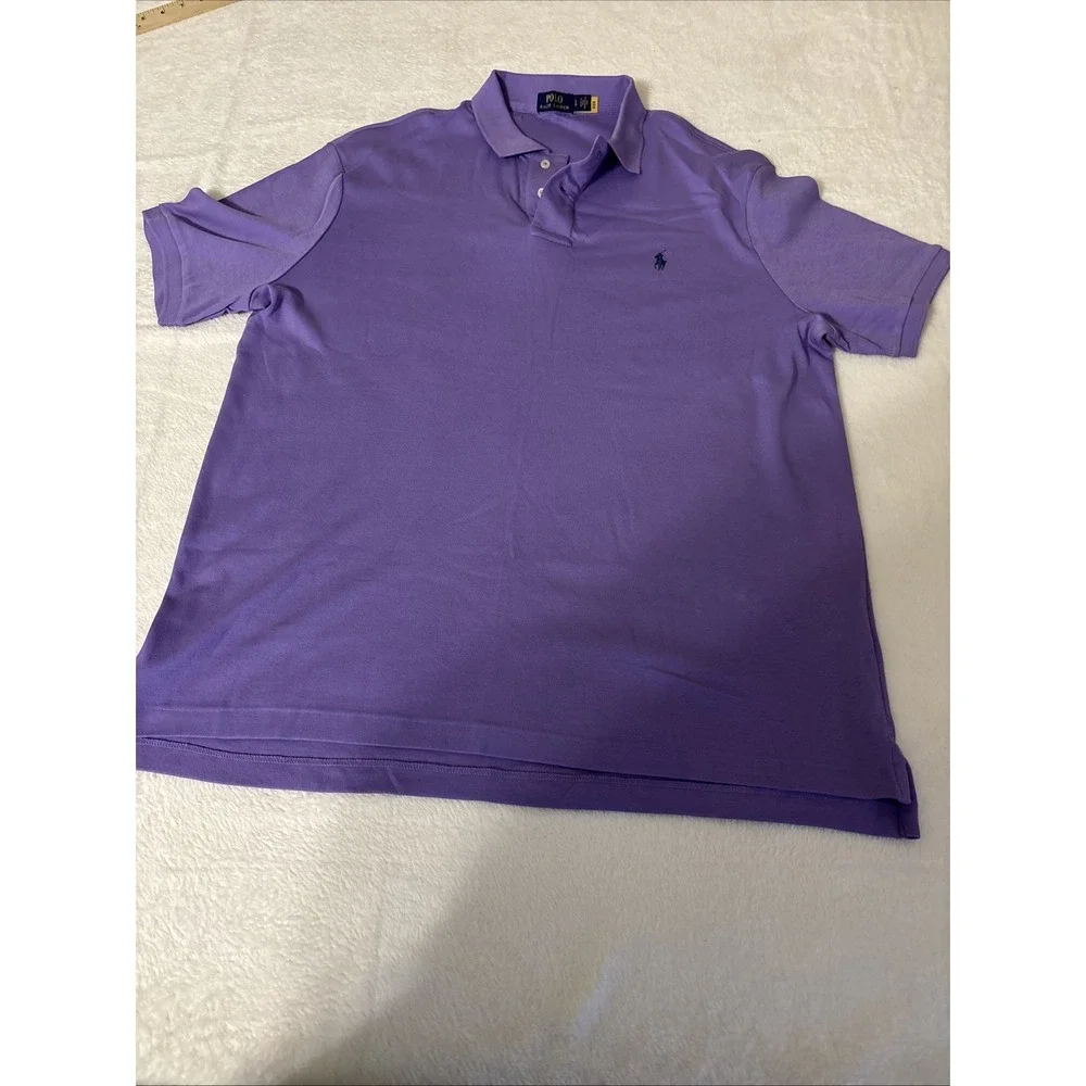Polo Ralph Lauren Polo Shirt Men's Large Purple Pony Logo Cotton Classic Fit